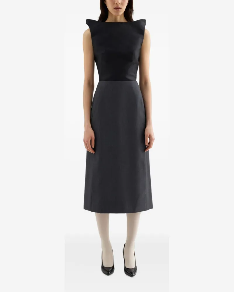 Jil Sander Silk and Wool Cropped Tank Top — Black Black