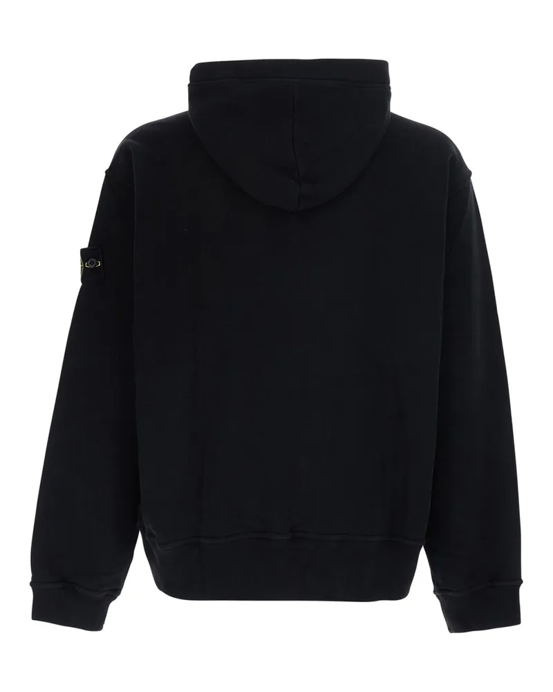 Stone Island Men's Hoodie, Black Cotton Sweatshirts Sweater Black