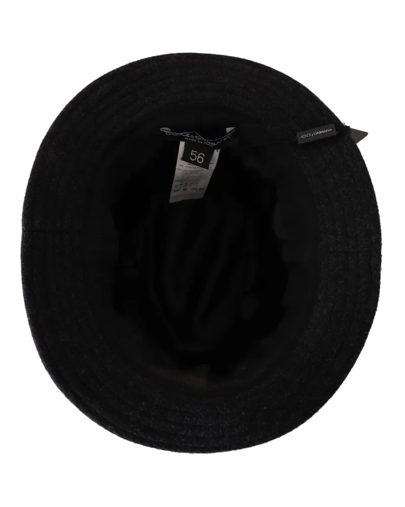 Dolce & Gabbana Women's Gray Virgin Wool Logo Fedora Trilby Cappello Hat Gray
