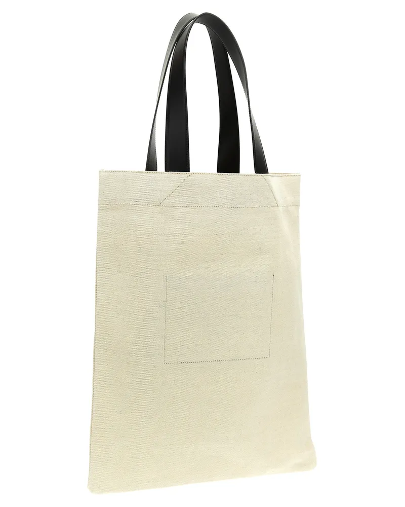 Jil Sander Canvas with Leather Handles Shopping Bag — Cream Cream