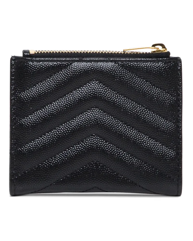 Saint Laurent Women's Wallet Chevron Black Leather Calfskin Black