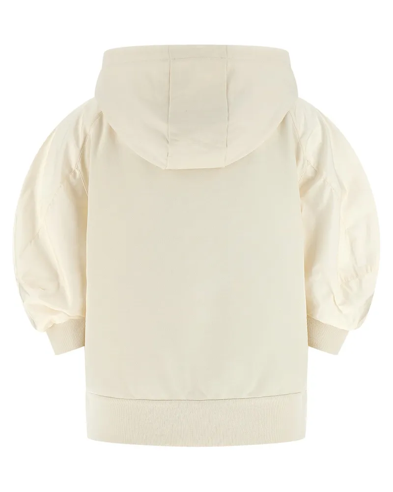 Moncler Puffed Nylon Raglan Hoodie — Cream Cream