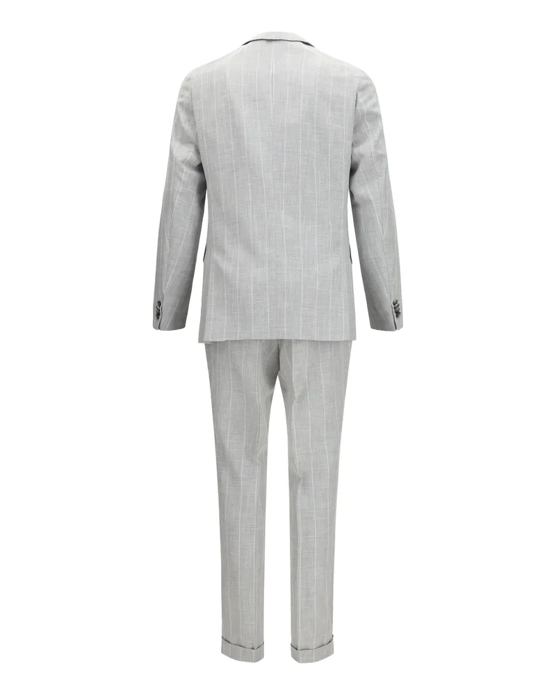 HUGO BOSS Men's Cotton And Virgin Wool Suit Open Grey Suits Gray