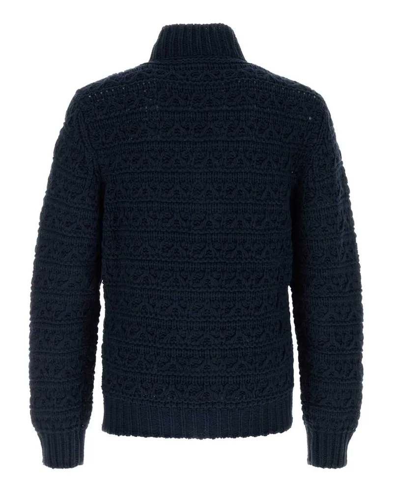 Canali Full Cardigan — Navy Navy