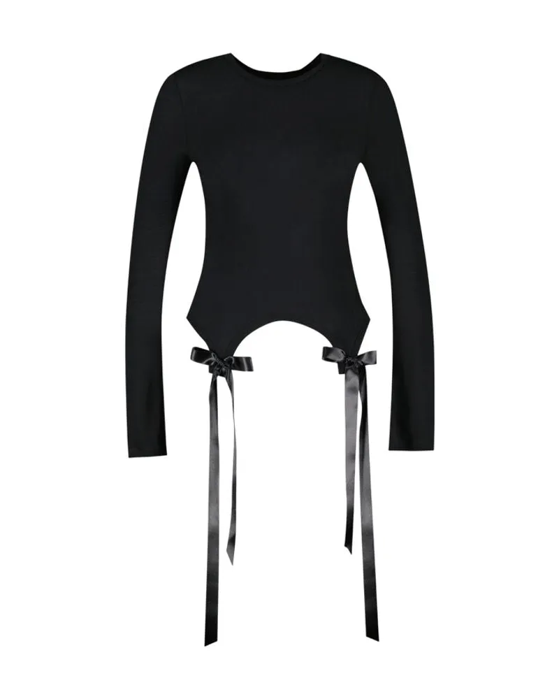 Simone Rocha Women Bow-Tail Long Sleeve T-Shirt Black Synthetic Black