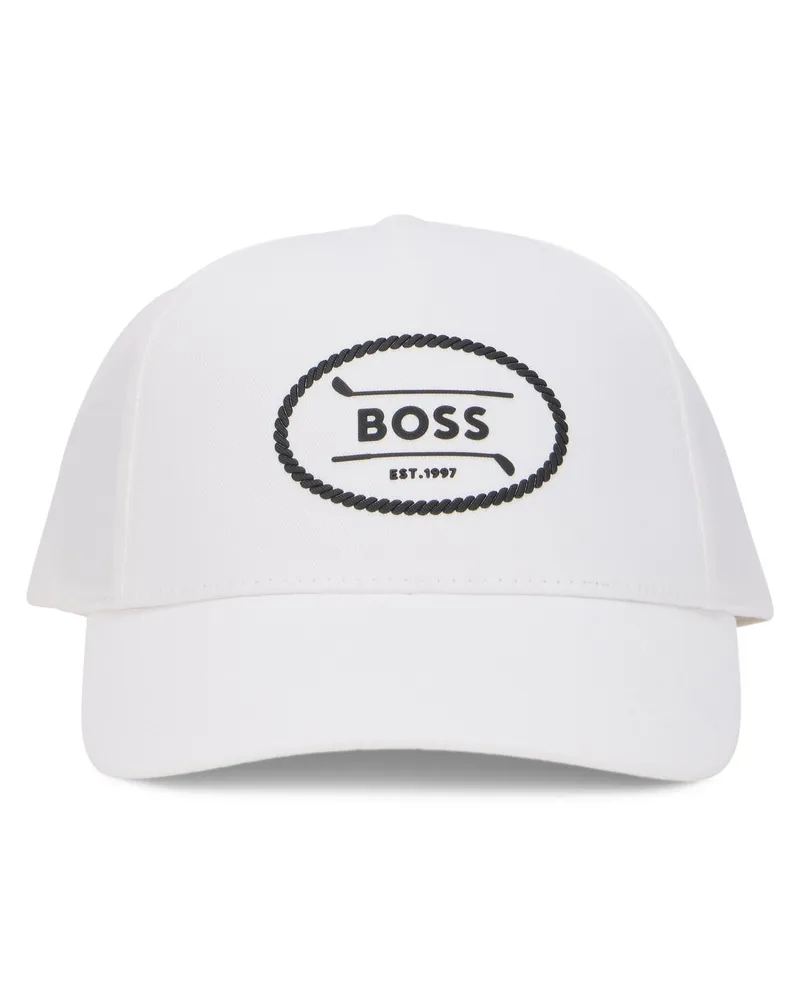 HUGO BOSS Men's Cap With Curved Visor White Cotton Hat White