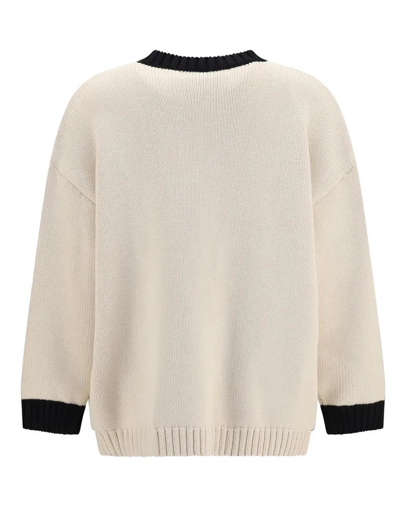 Valentino Garavani Women Open Polka-Dot Bow Cardigan Betulla-Nero Cotton; Polyester Betulla/nero Sweater Beige