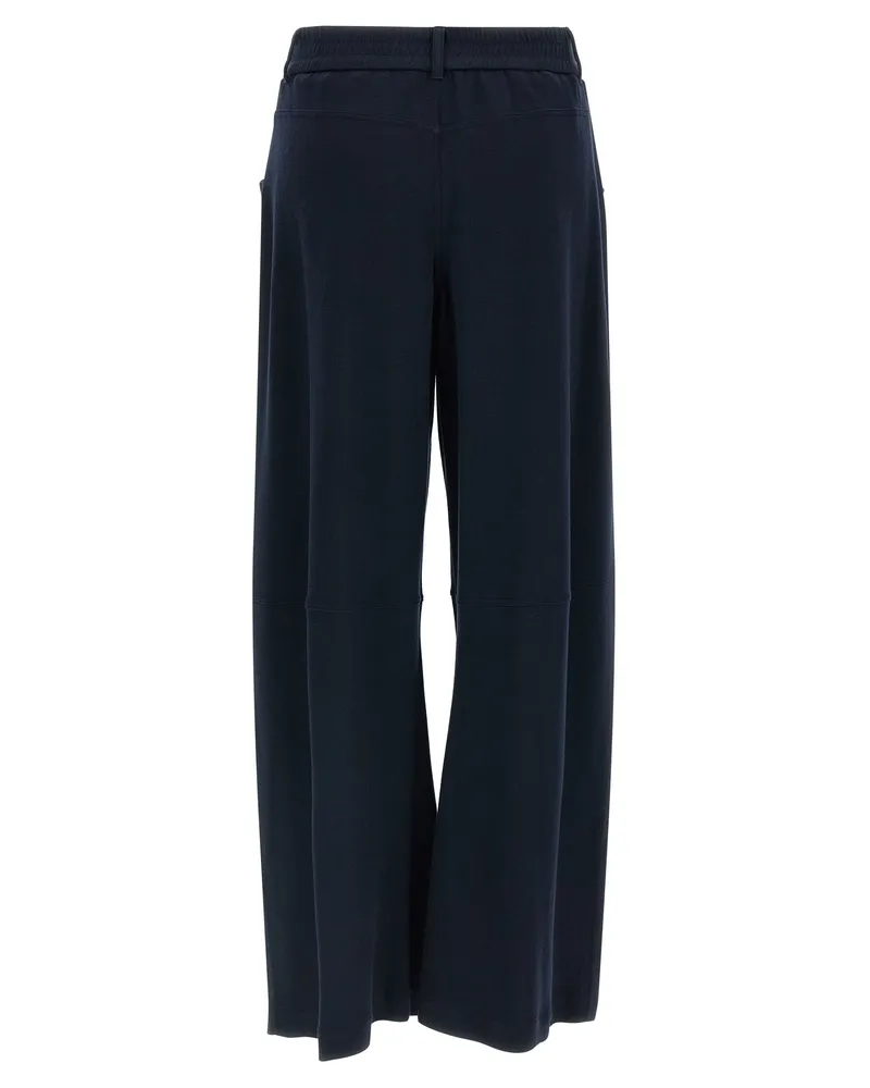 Brunello Cucinelli Women Blue Cotton Casual Pants Blue