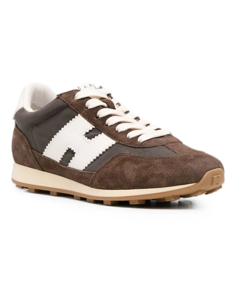 Hogan Suede & Leather Colorblock Sneaker — Brown Brown