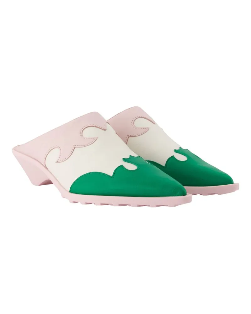 Camper Women's Gobi Mules -  Leather Pink Cowhide Shoes Pink