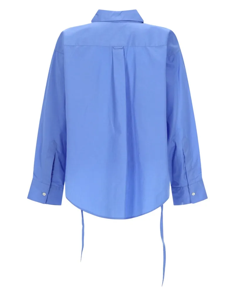 ASPESI Tie-Fastening Cotton Shirt — Blue Blue
