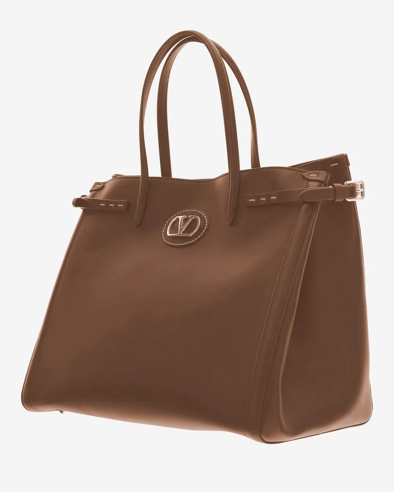 Valentino Garavani Women's Medium Antibes Leather Bag Brown Calfskin Handbags Hand Brown