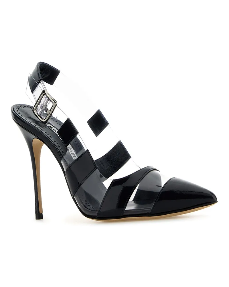 Manolo Blahnik Uxra2241625 Navylgry Calf Patent Fabric ( Pv) Scarpe Con Tacco High Heel Shoes Black