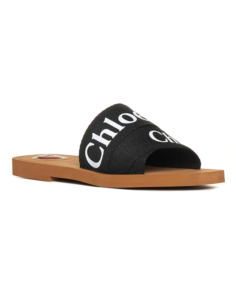 Chloé Women's Flat Linen Sandals Black Black