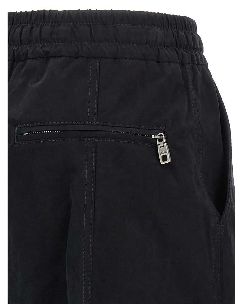 Dolce & Gabbana Washed Cotton-Blend Cargo Cargo Pants — Black Black