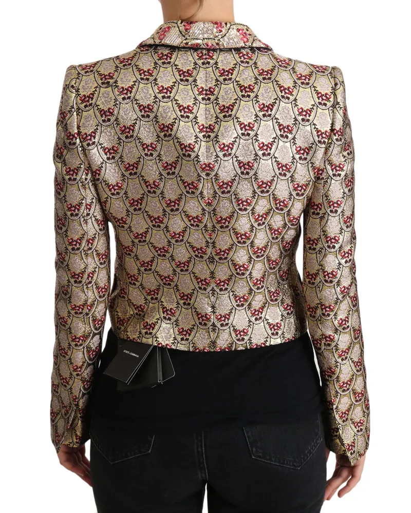 Dolce & Gabbana Women's Gold Floral Sequined Blazer Coat Jacket Clothing Gold