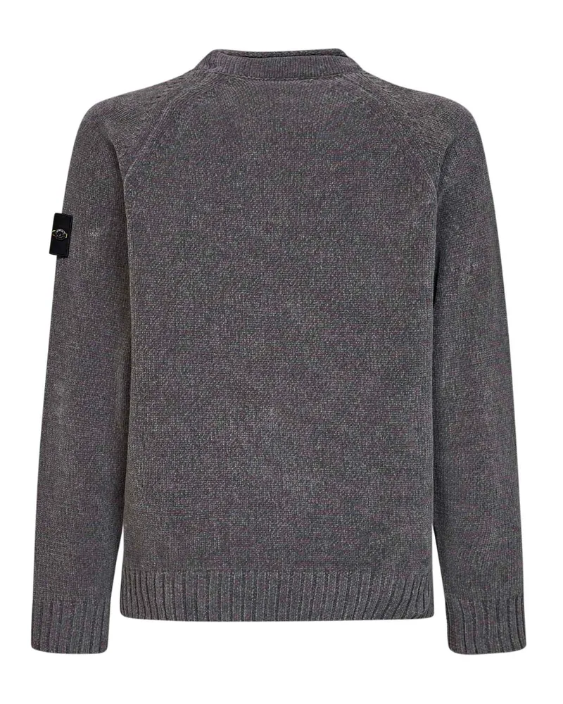 Stone Island Men's Crewneck Sweater Mélange Grey Chenille Cotton Gray