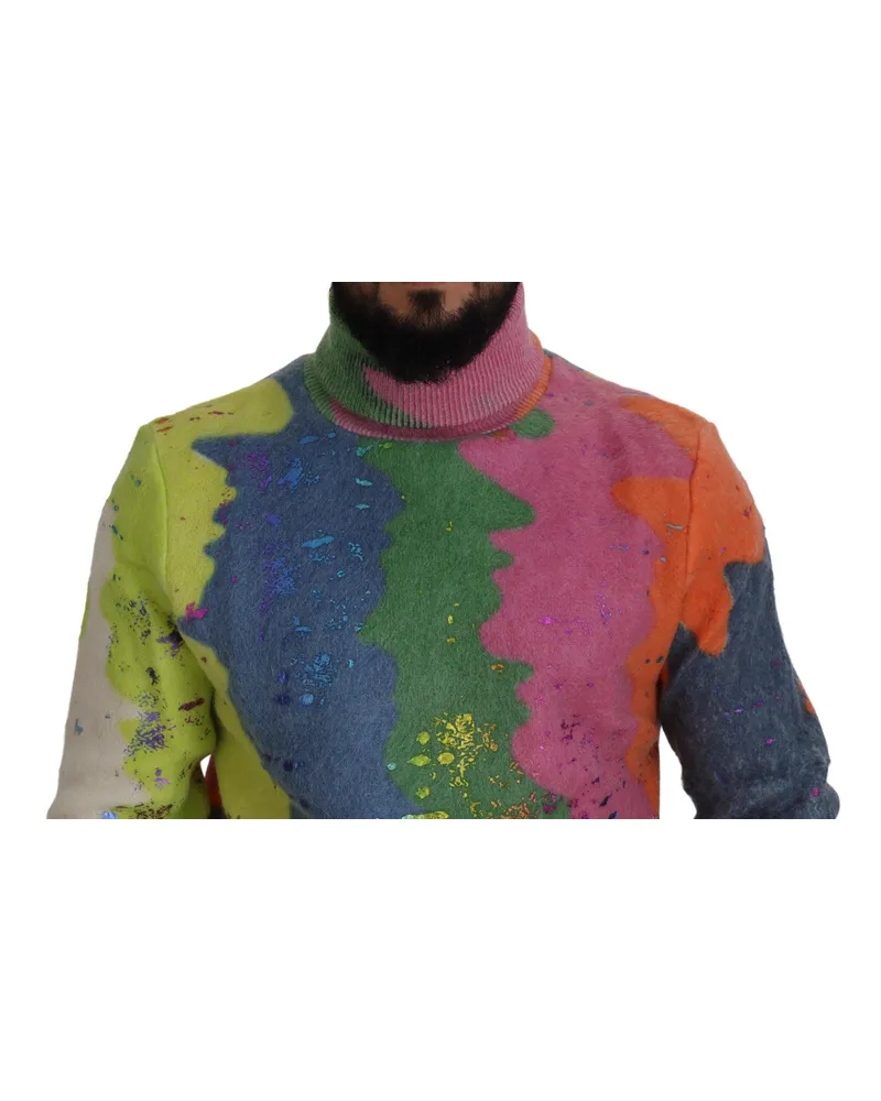 Dolce & Gabbana Men Multicolor Turtleneck Pullover Mohair Sweater Clothing Multicolor