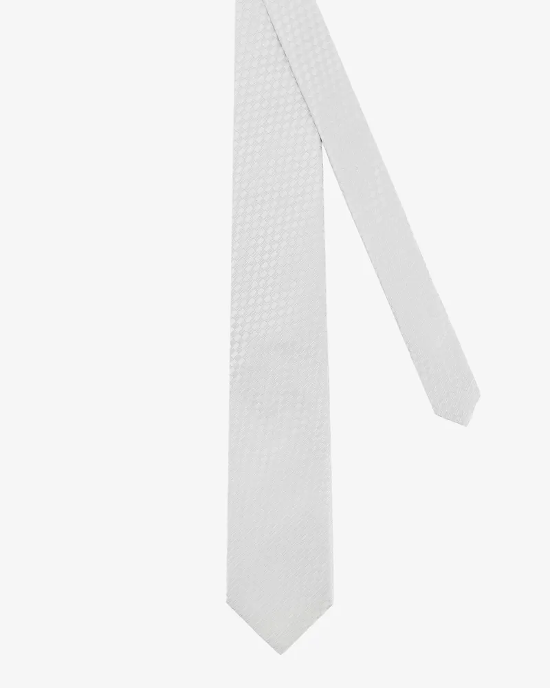Tom Ford Men's Silk Tie Geometric Pattern Silver Cotton Ties & Bow Silver