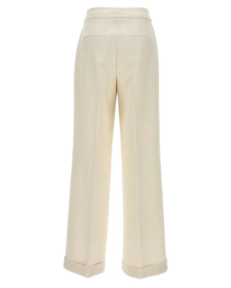 Kiton Stretch Wool Jersey Trousers — Cream Cream