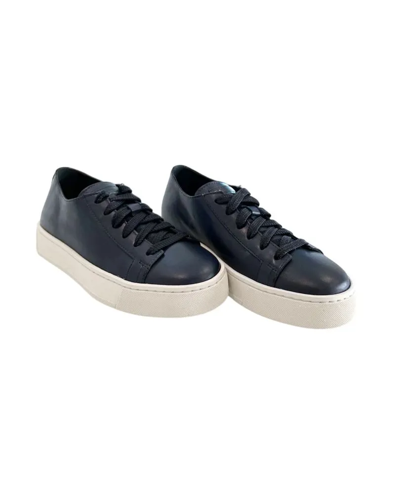 Santoni Blue Leather Women Sneaker Blue