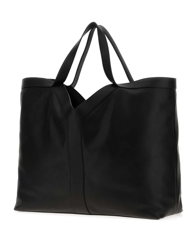 Saint Laurent Men's Black Leather Maxi Shopping Bag Nero Exterior: Calf Lining: Suede Borse A Mano Black