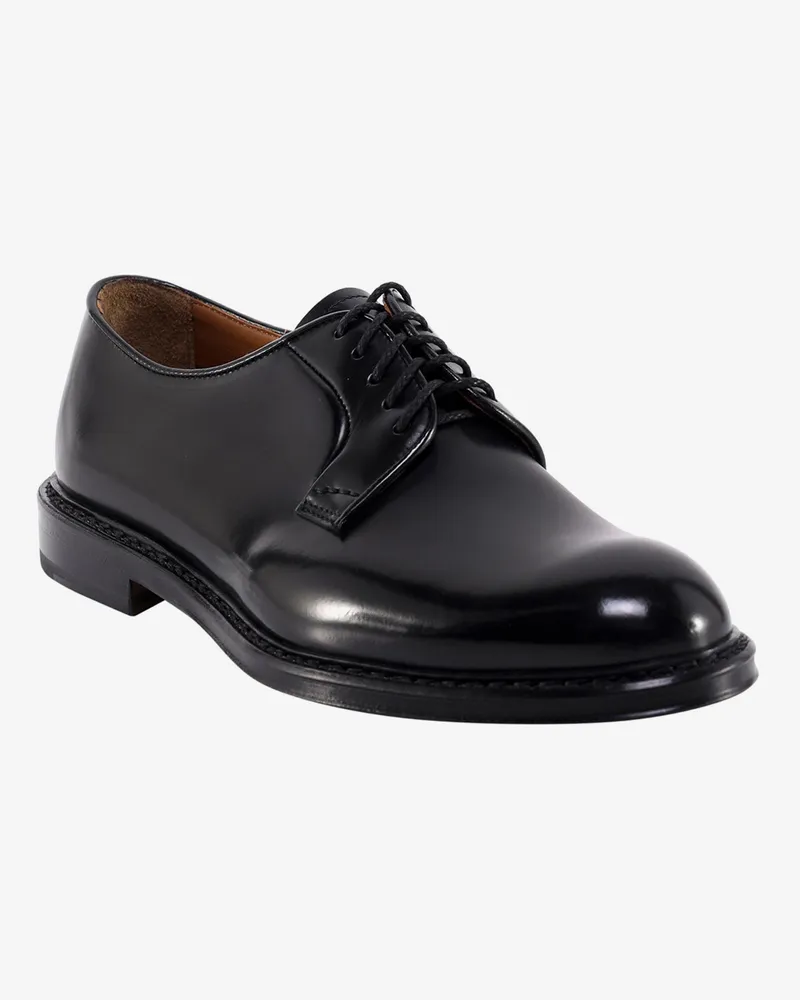 Doucal´s Men's Leather Lace-Up Shoes Black Flat Black