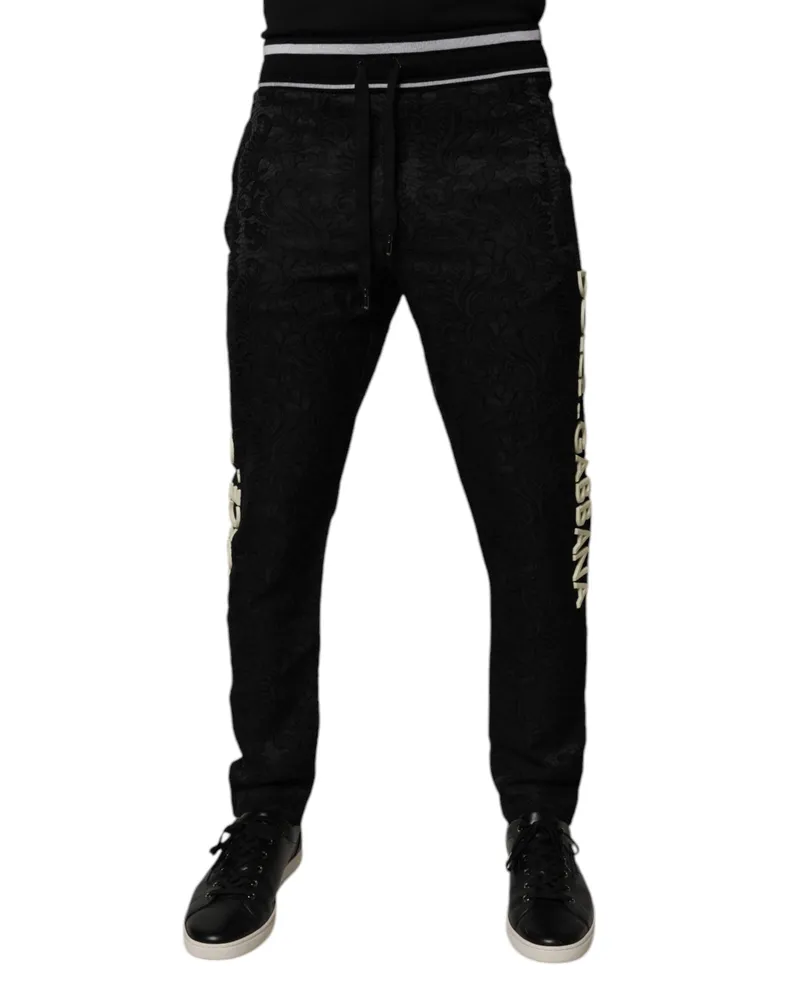 Dolce & Gabbana Black Mid Waist Jogger Men Sweatpants Pants Acetate Polyester Nylon Black