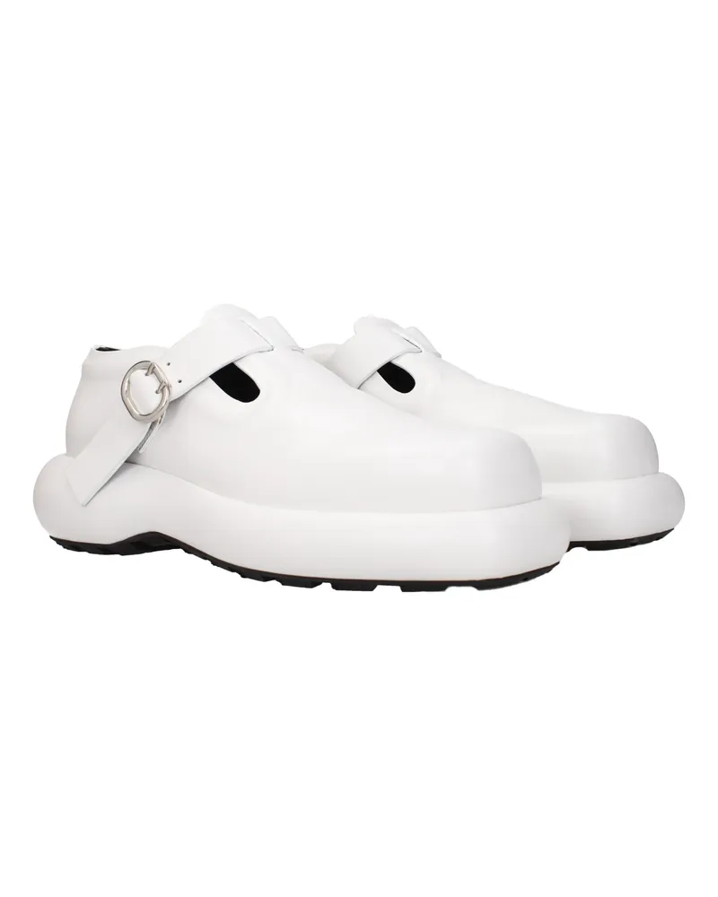 Jil Sander Women's White Leather Slip-On Loafers White