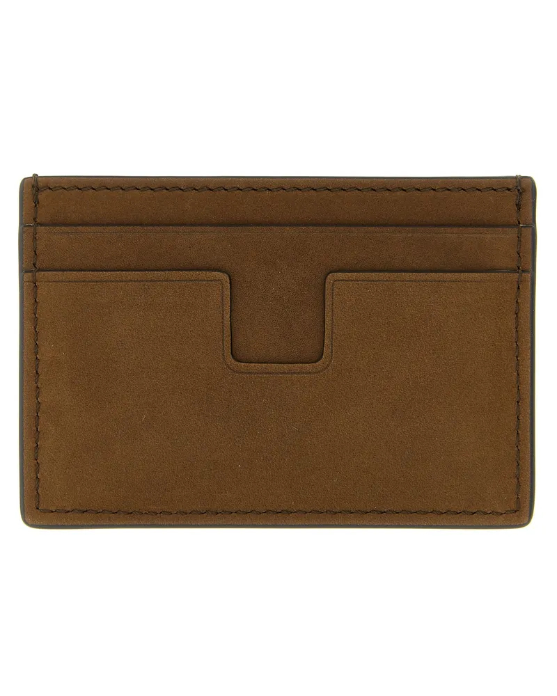 Tom Ford Men's Brown Calfskin Cardholder Accessory Brown
