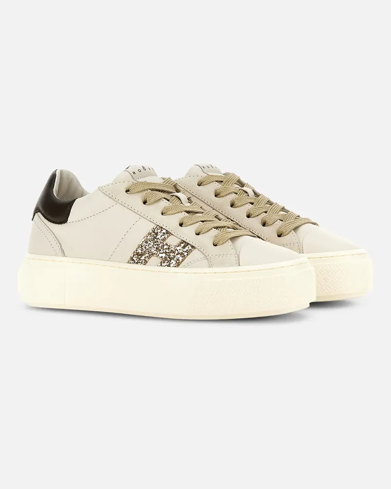 Hogan Women's Sneakers Bianco-Marrone _le Bianco/marrone Beige