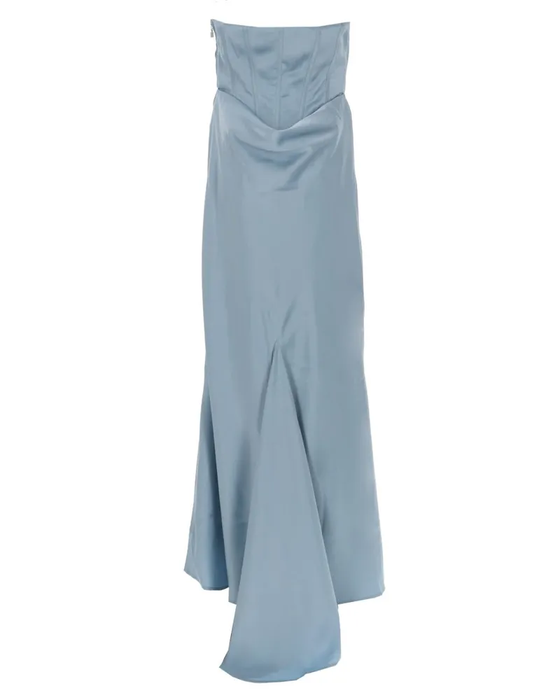 ROTATE Birger Christensen Corset Satin Dress — Blue Blue