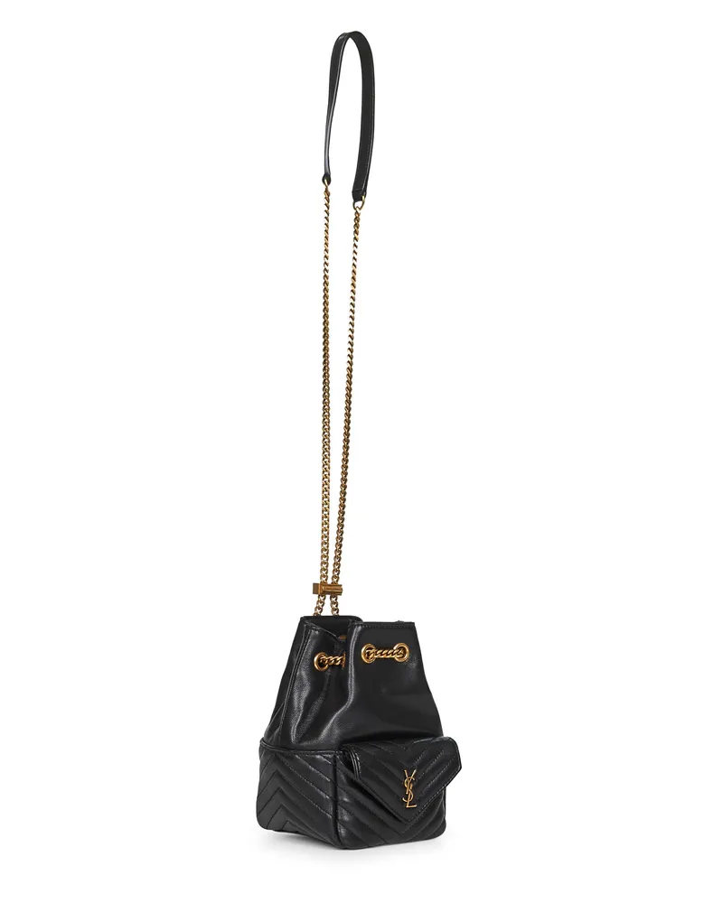 Saint Laurent Women's Mini Joe Bucket Bag Black Lambskin Black