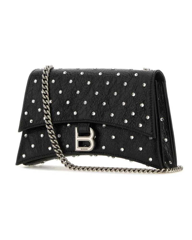 Balenciaga Women's Black Leather Crush Xs Shoulder Bag Borse A Tracolla Black