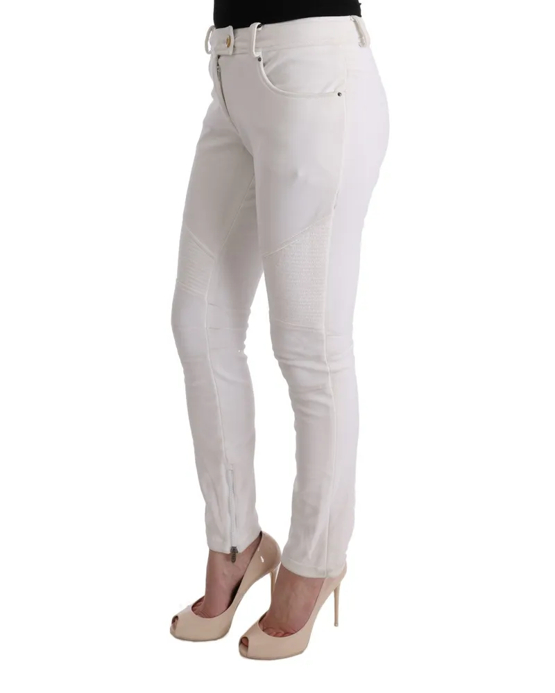 Ermanno Scervino Women White Cotton Slim Fit Casual Pants White