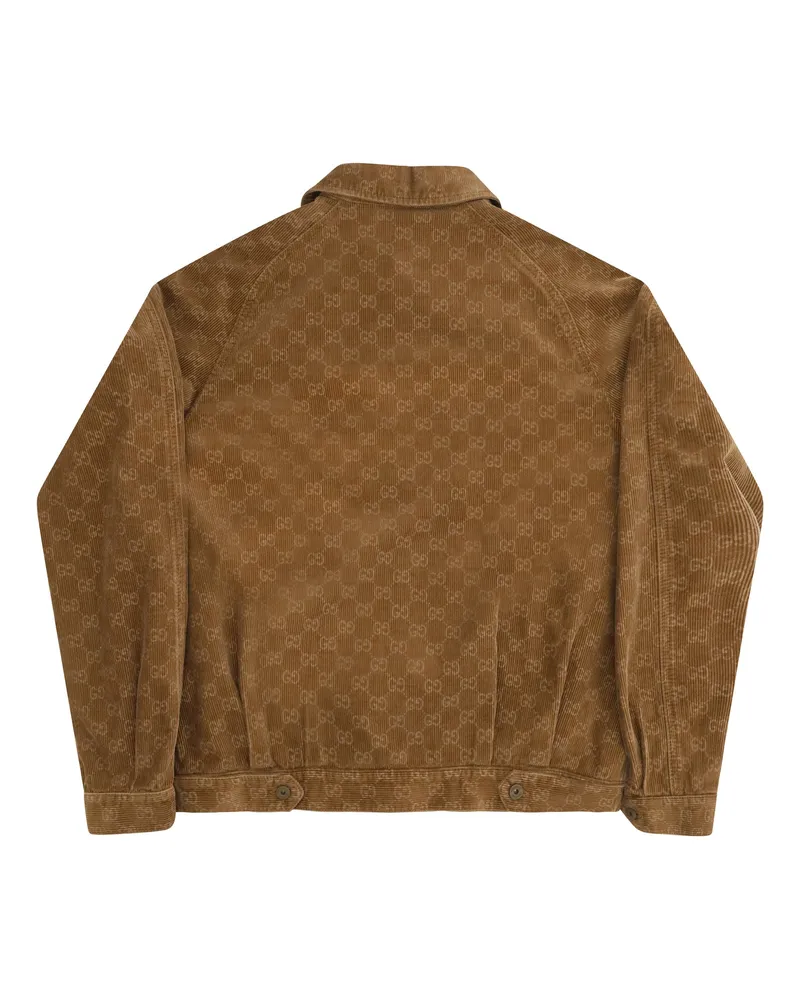 Gucci Laser-Printed GG Corduroy Jacket — Brown Brown