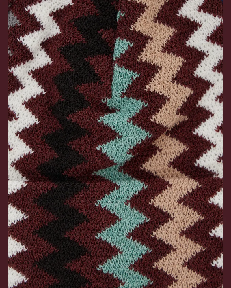 Missoni CPRAWMUA777 Zigzag-Knit Wool Blend Beanie — Burgundy Burgundy