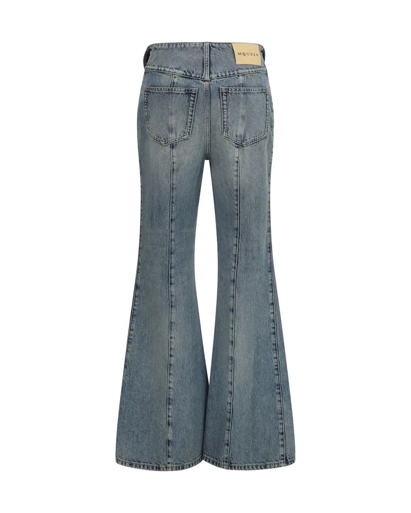 Alexander McQueen Flared Cotton Jeans — Blue Blue