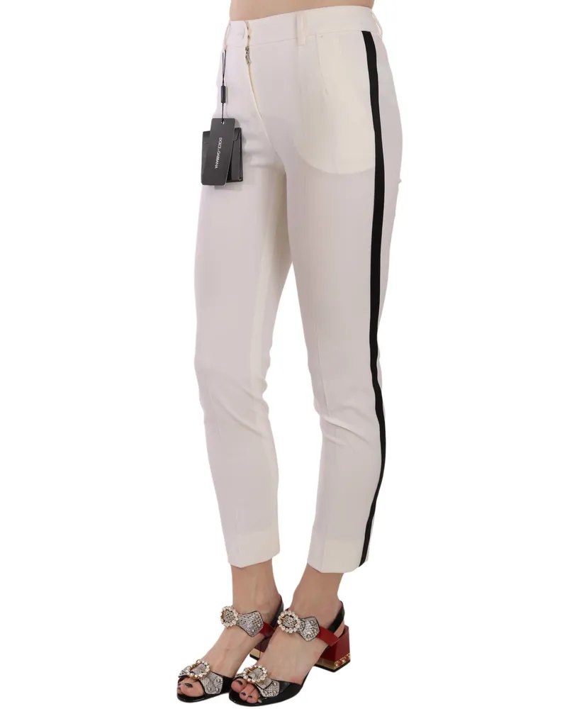 Dolce & Gabbana Women's White Side Stripe Cropped Skinny Pants White