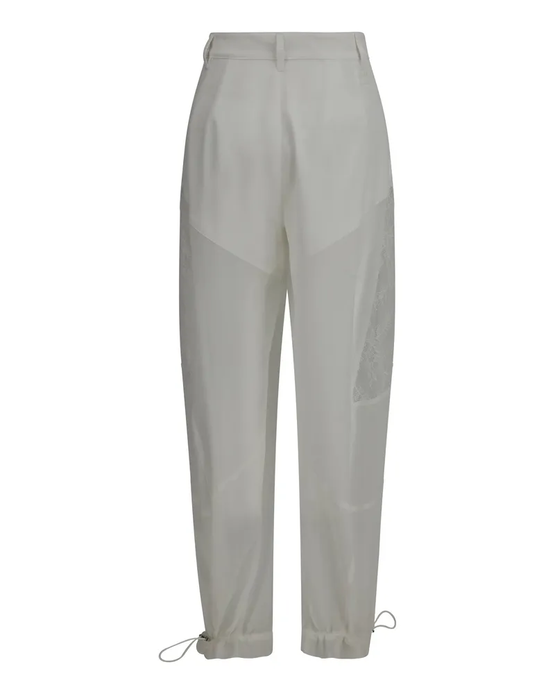Pinko Women's Nacy Pants With Lace Inserts Bianco-Biancaneve Polyester Trousers White