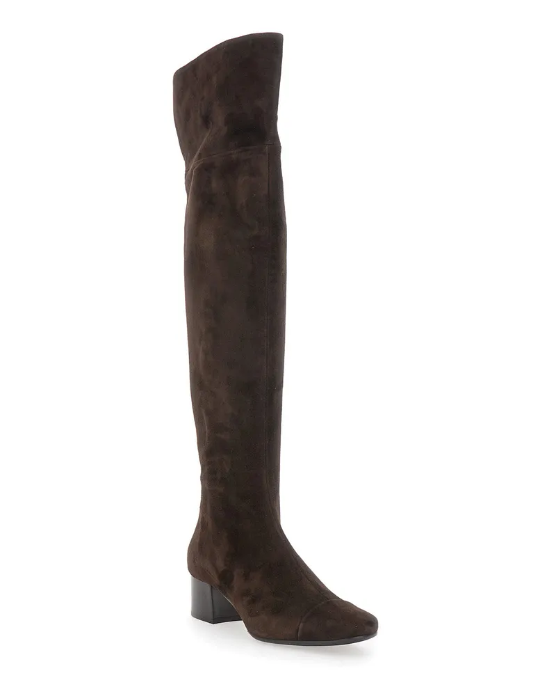 Carel Women's Brown Ankle Boots With Side Zip Closure Calf Suede Brown