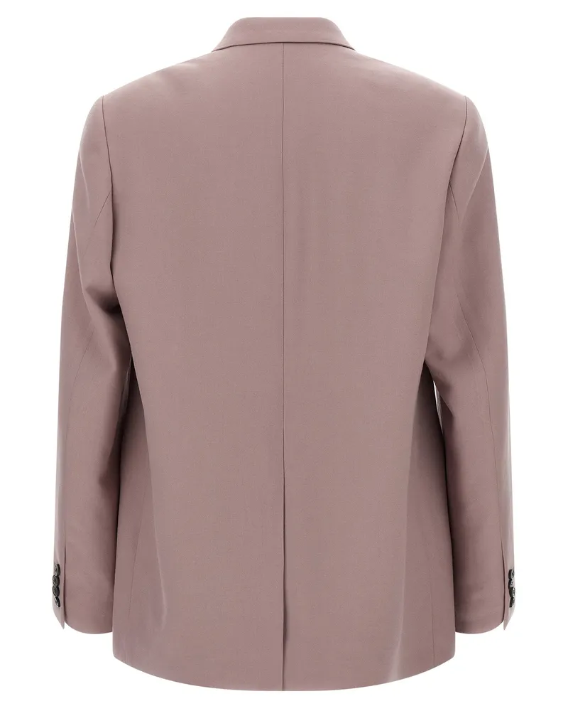 Dries van Noten Double-Breasted Wool Blazer — Mauve Mauve