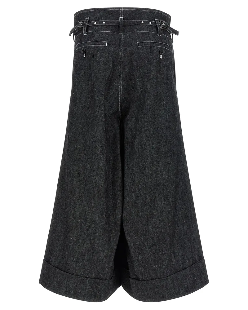 Junya Watanabe High-Waist Wide-Leg Jeans — Black Black