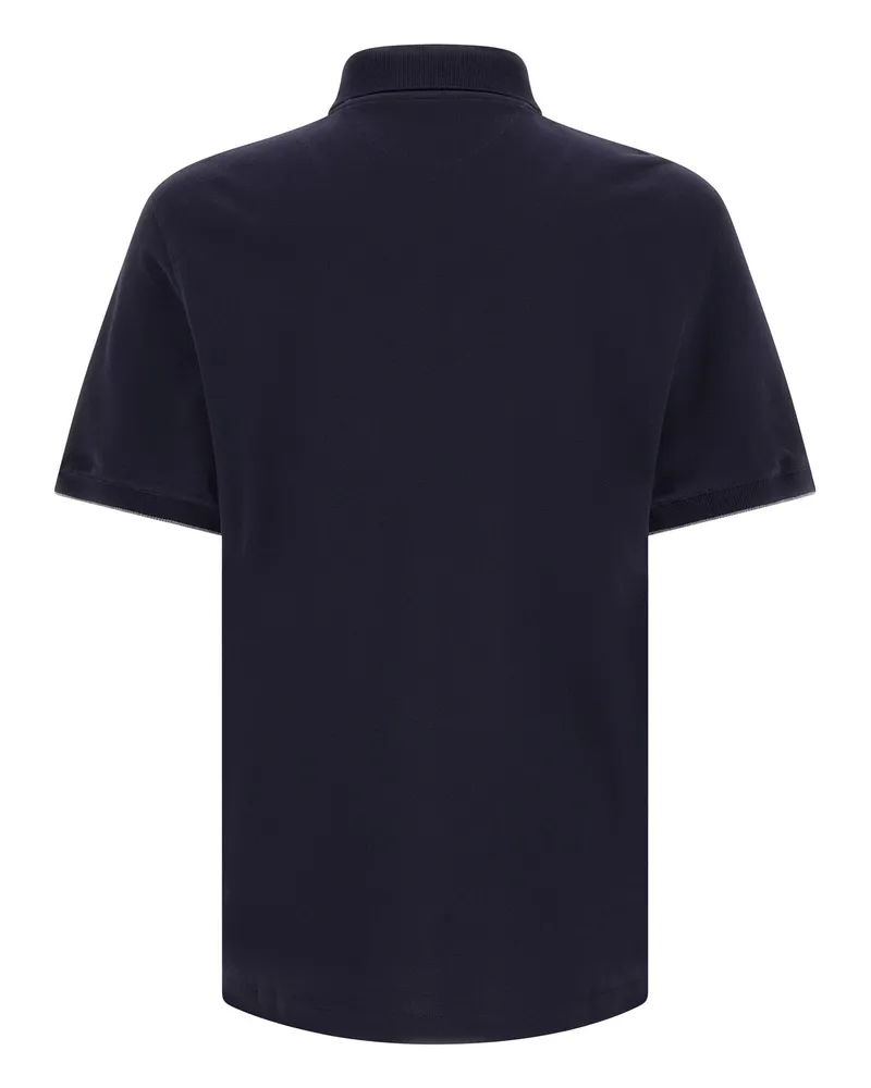 Brunello Cucinelli Men's Blue Cotton Polo Shirt Navy