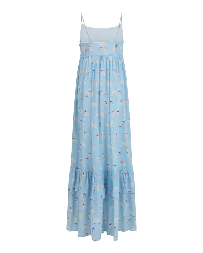Fiorucci Women's Poodle-Print Tiered Long Dress Light Blue Viscose Blue