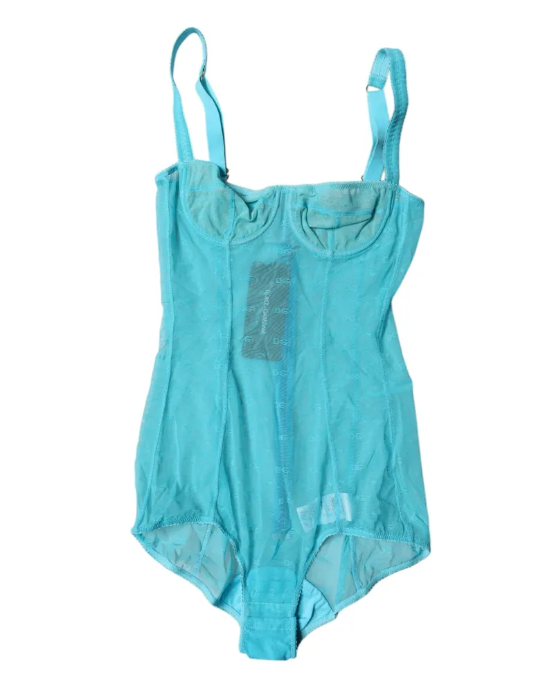 Dolce & Gabbana Women Blue Tulle Balconette Bra Bodysuit Underwear Nylon Elastane Clothing Blue
