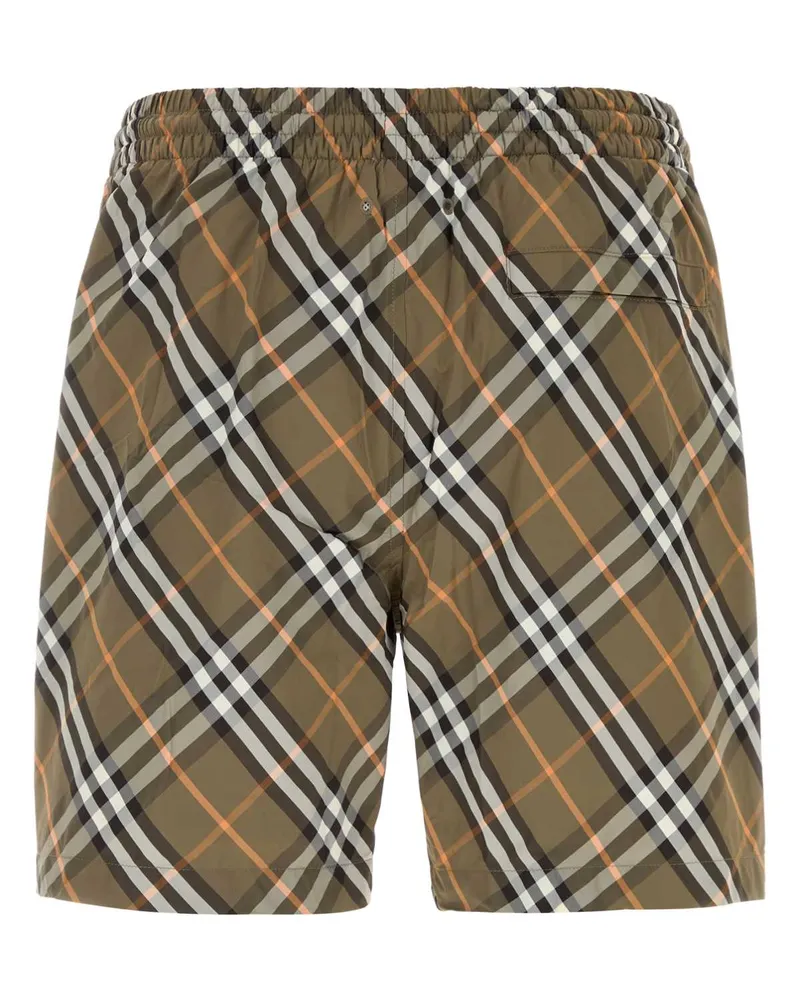 Burberry Embroidered Nylon Check Swimming Shorts — Brown Brown