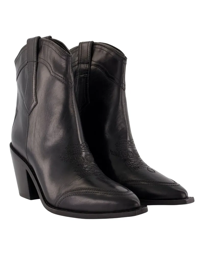 Zadig & Voltaire Women's Cara Spazzo Ankle Boots -  Leather Black Calfskin Shoes Ankle-Boots Black