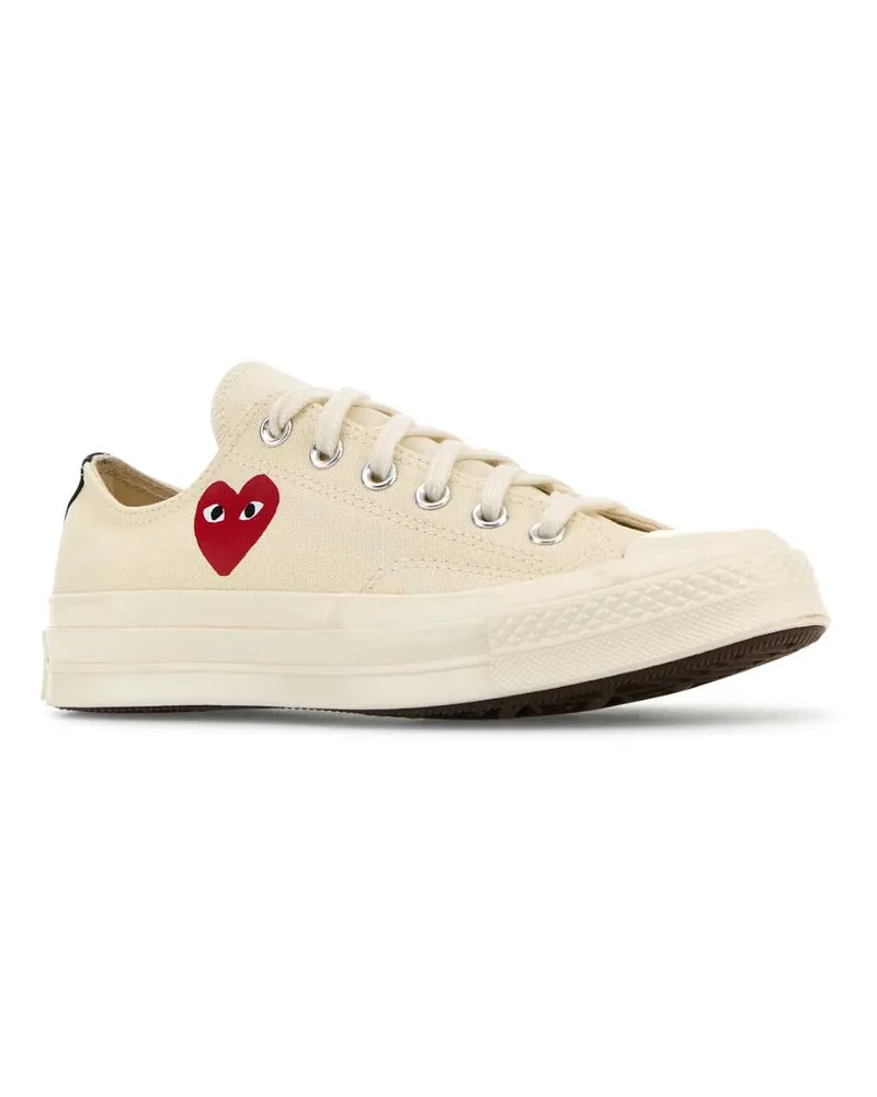 Comme des Garçons Women's Heart-Embroidered Canvas Sneakers White Cotton White