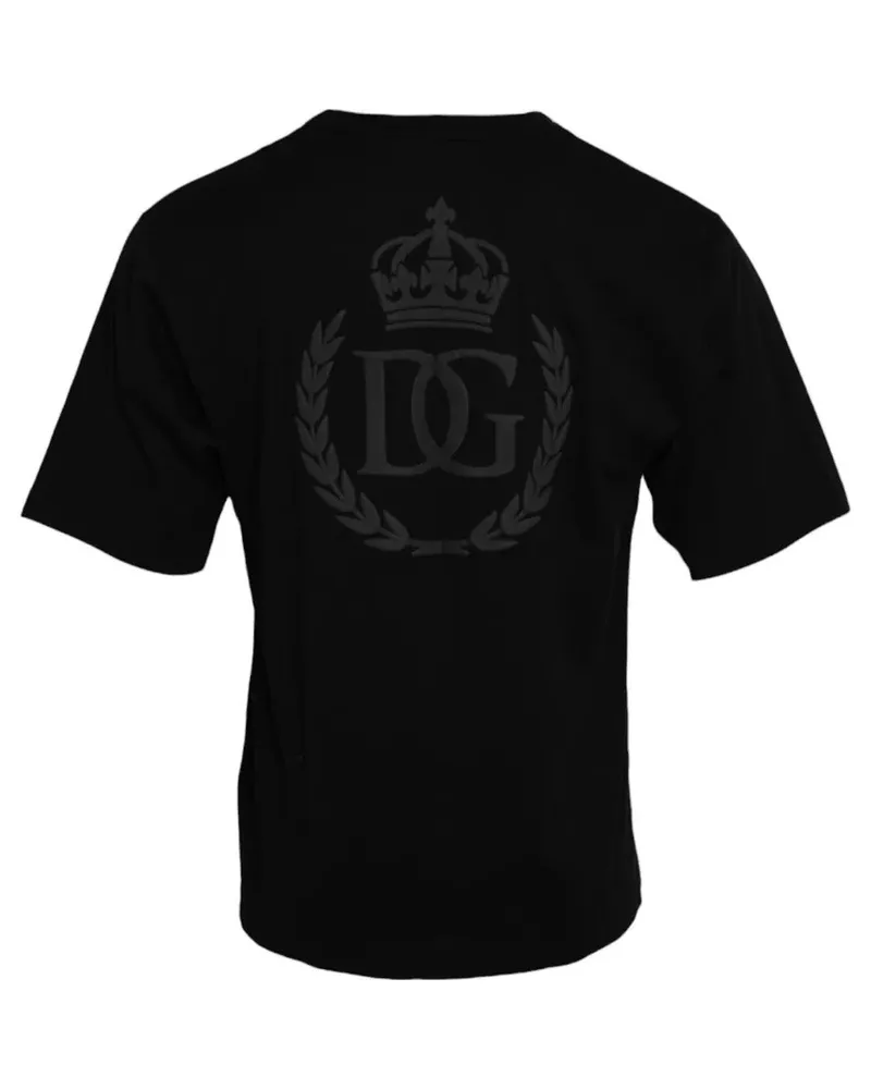 Dolce & Gabbana Logo-Embossed Cotton T-Shirt — Black Black
